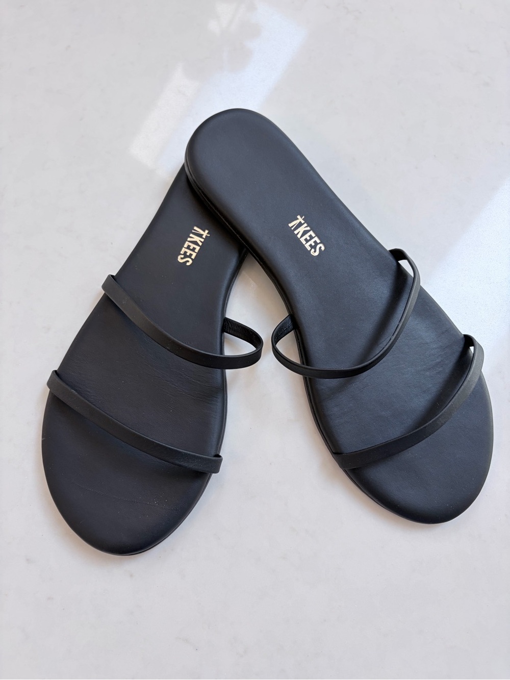 TKEES Black Minimal Double-Strap Slide Sandals - only worn twice!